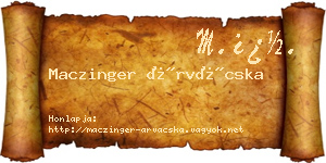 Maczinger Árvácska névjegykártya